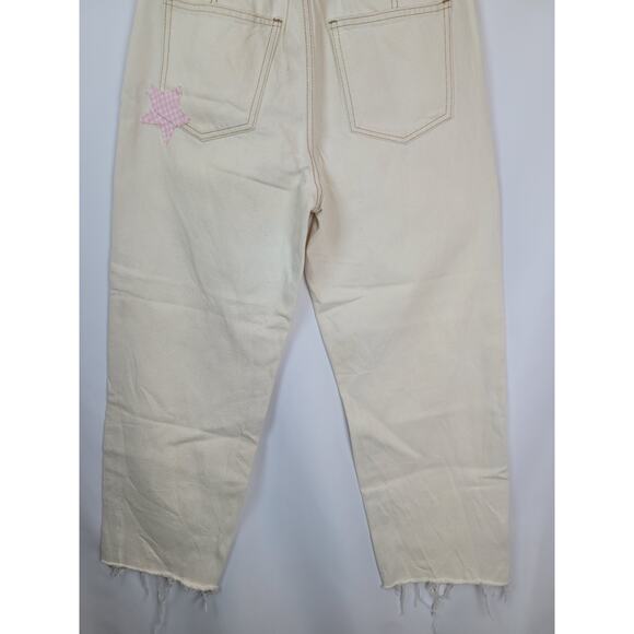 We The Free Straight Leg Jeans with Cream and Pink Accents - Picture 7 of 10